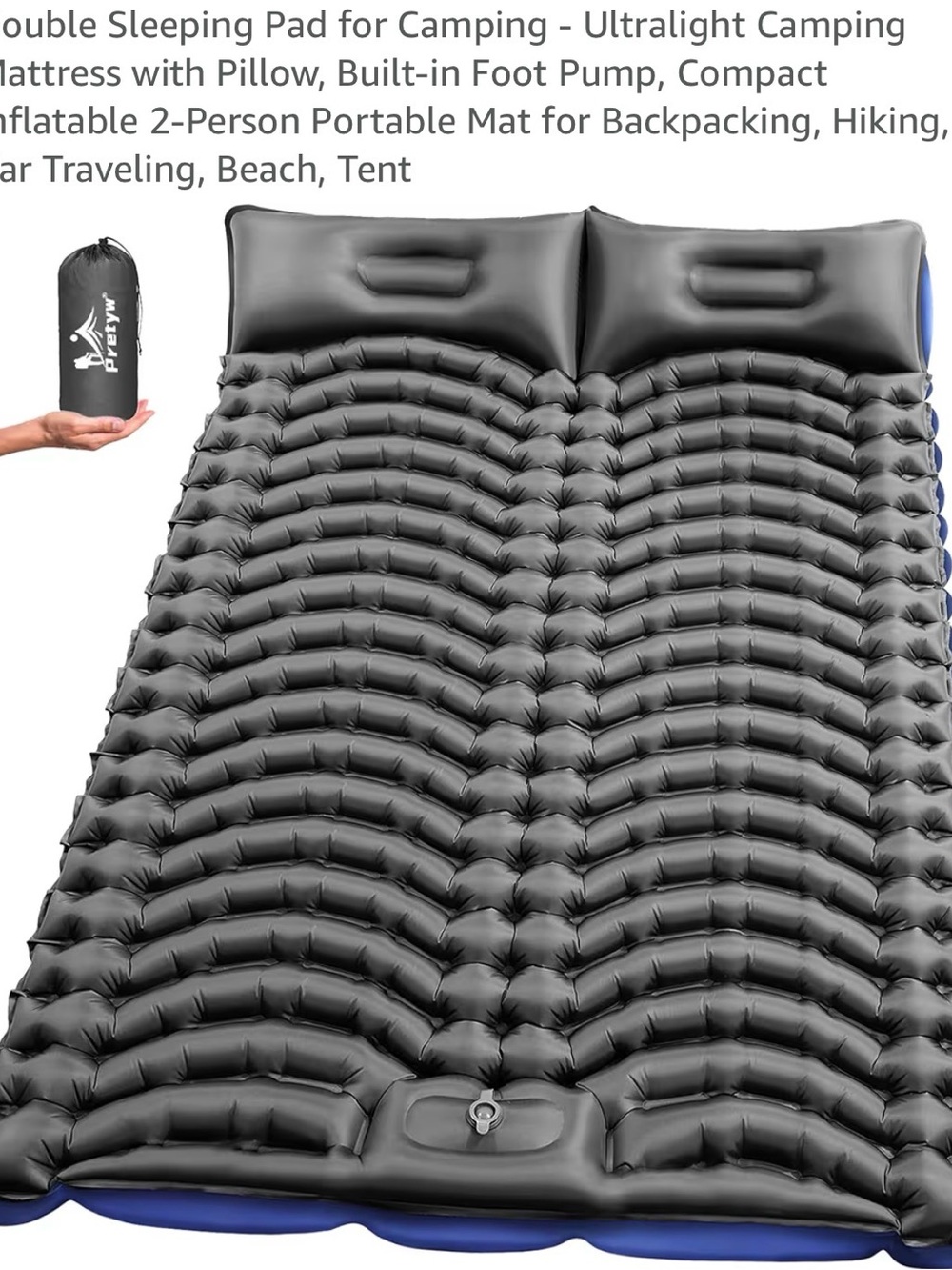 Inflatable Camping Air Double Mattress - Gray